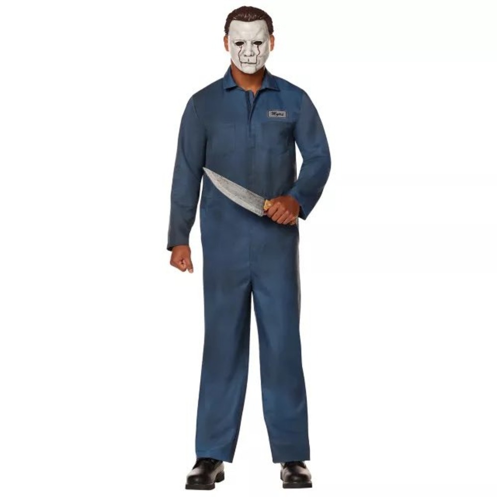 Michael Myers Halloween Costume Blue Coveralls Jumpsuit Myers Patch Mens Medium